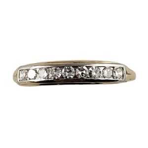 Vintage 14 Karat Yellow Gold and Diamond Wedding Band Ring Size 6.5 #13645